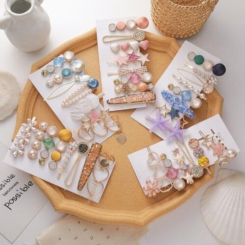 8Pcs/Set Korean Hair Clips for Women Arcylic Pearl Hairclip Trendy Hairpin Jewelry Female Hair Stick Gifts Hair Accessories