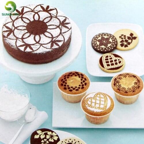 8PCS Flower Heart Butterfly Cake Stencil Party Decoration Kitchen Fondant Cupcake Cookie Stencil Cake Template Mold Baking Tools