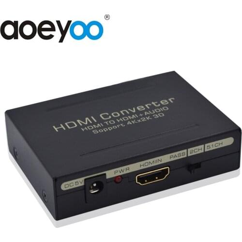 AOEYOO 4K HDMI to HDMI Audio Extractor Converter to Optical Toslink SPDIF +RCA L/R Stereo Analog Converter Support 4K x2K 3D