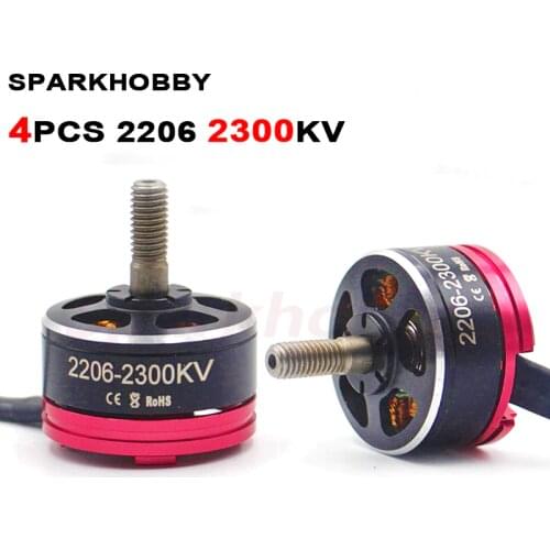 4PCS SAPRKHOBBY 2206 2300KV Brushless Motor With Banana head M5 5mm Shaft 16x19mm Black and Red High Quality Light Weight RC DIY