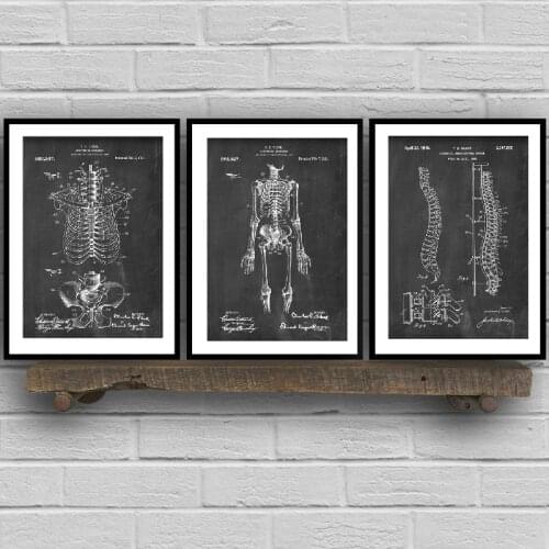 Human Anatomy Skeleton Wall Art Canvas Painting Vintage Posters and Prints Medical Student Education Gift Doctors Office Decor