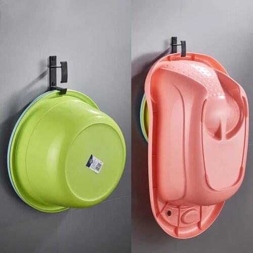 Black Basin Hook Wall Mount Robe Hook Washbasin Hanger For Baby Bathtub Bathroom Basin Rack Kitchen Lid Hook Coat Hook 3 Hooks