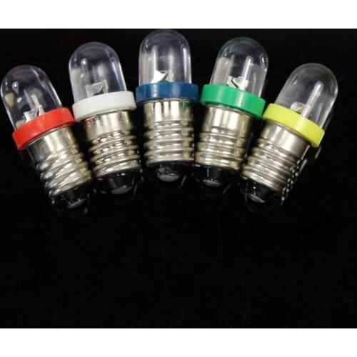 E1001 20pcs E10 10mm Screw 12V-16V Led Bulb Light for LIONE NEW T10 Red/Yellow/Blue/Green/White For Choice