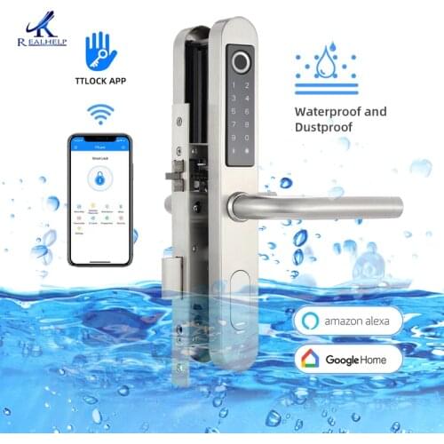 European Standard WiFi APP Access Fingperint Lock Bluetooth Door Lock 304 Stainless Steel Fingerprint Pin Key Unlock Slim Panel