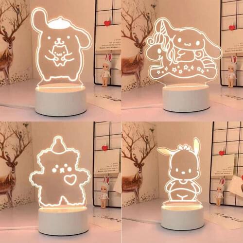 Kawaii Cinnamoroll Dog My Melody Kuromi Sanrio Plush Hellow Kittys 3D Stereo Night Light Cute Doll Anime Figure Model Toy For Gi