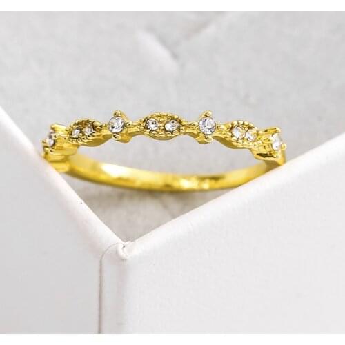 2020 New Wholesale Simple Gold Color Rings For Women Fashion White Zircon Female Jewelry Wedding Birthday Party Gifts