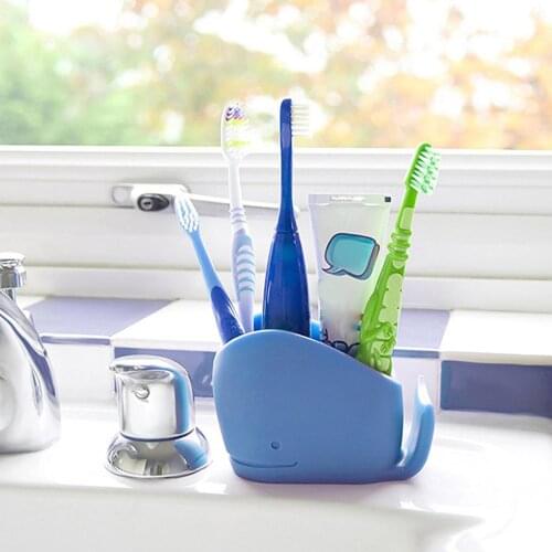 Creative Cartoon Whale Shape Silicone Toothpaste Toothbrush Holder Storage Rack Desktop Rack Bathroom Accessories