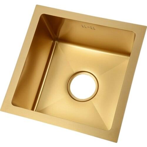 17.7'' Undermount Kitchen Sink Without Faucet ,Single Bowl Stainless Steel Brushed Gold Sink with Drainer Basket and Accessories