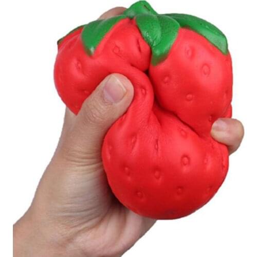 Slow Rebound Strawberry cheap Slow Rise Squeeze Strap Charm Squishes Simulation soft Kid Toy Gift Pinch Decompression Toys
