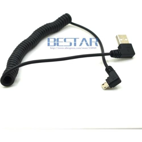 Micro usb male 90 degree left angled to usb male left angled spring Retractable stretch cable sync data Fast charge 2A 1.2m/4FT