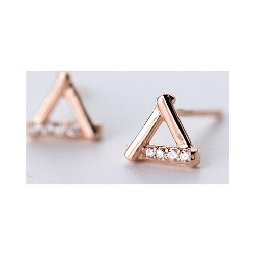 MloveAcc 925 Sterling Silver Jewelry Fashion Cute Tiny Hollow Triangle Stud Earrings Gift for Girls Kids Lady