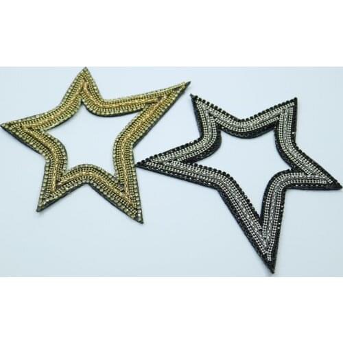 Fashion star rhinestone beaded patches for clothing DIY 3d embroidery patch appliques decorative sequins Parches