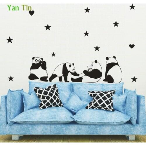 Cartoon Cute Animal Giant Panda Wall Stickers For Kids Room Wallpaper Nursery Stars Art Mural Boys Girls Gifts DIY Wall Decor