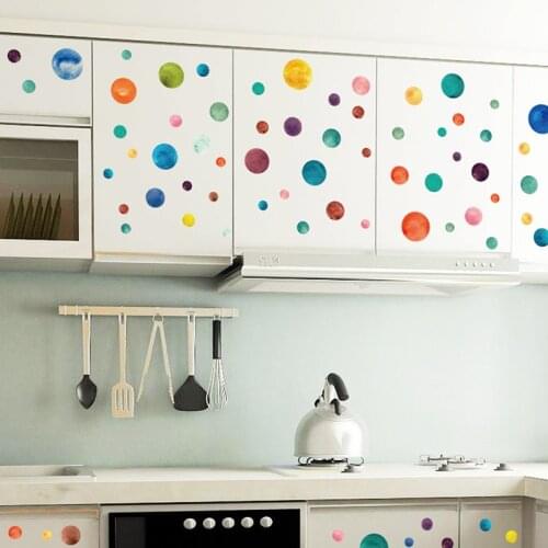 Wall Sticker Rainbow color Dots circles Kids Room Children Home Decor Decals creative removable Living Room DIY Stickers