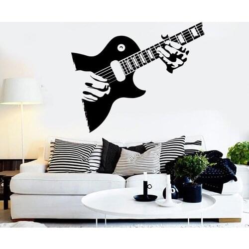 Wall Vinyl Music Guitar Player Rock Star Stickers Boy Teens Room Wall Decoration Musical Wall Decals Removable Home Decor A611