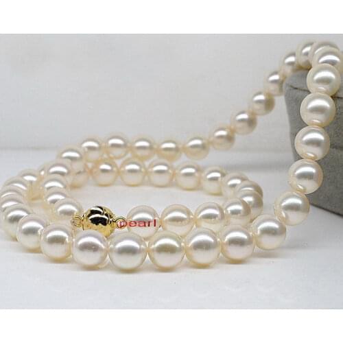 AAAAA 18"10-11mm Natural south sea perfect round WHITE pearl necklace>Selling jewerly free shipping