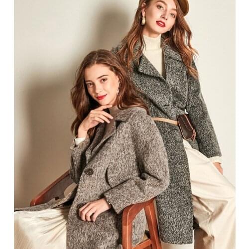Womens winter coats dark grey Double-sided wool cashmere outwear 2019 autumn plus size ladies fashion jackets long free ship