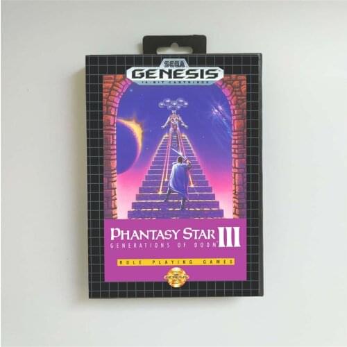 Phantasy Star III 3 (Battery Save) - USA Cover With Retail Box 16 Bit MD Game Card for Sega Megadrive Genesis Video Game Console