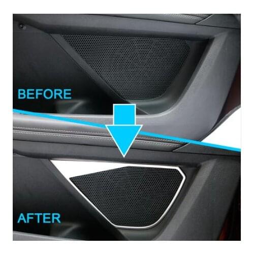 Fit For 2017 Peugeot 3008 GT Accessories Stainless Steel Car Door Speaker Decorative Ring Cover Car Styling Interior Chrome