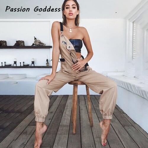Casual Women Zipper Strap Overalls Jumpsuits Long Pants Cargo Punk Dance Long Jumpsuits Macacao Rompers Overalls Plus Size
