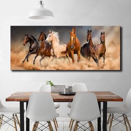 Modern Canvas Painting Running Horse Print Animal Poster Wall Art Running Horses Pictures for Living Room Home Decor Unframed