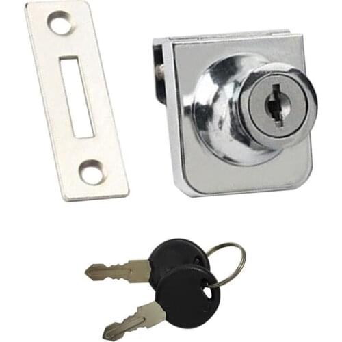 1Set Zinc Alloy Lock Glass Display Cabinet Showcase with Home Keys Lock Door R9S5 Supplies Window 2 Accessories For 5-8mm G U9N6