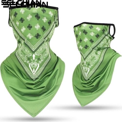 Triangle Bandana Half Face Scarves Hanging Ear Tube Scarf Ice Silk Neck Gaiter Sun Cover Breathable Headband Men Women