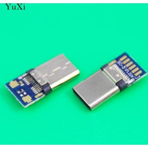YuXi New USB 3.1 Type C Male DIY Solder Cable Plug Socket Attached PC Board SMT