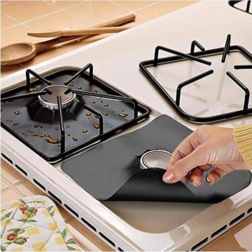 4PCS Gas Stove Burner Cleaning Protector Pad Non-stick Reusable Stove Burner Protective Cover Mat for Kitchen Cookware Mat