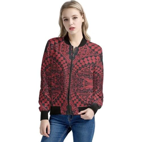 POD Polynesian Traditional Tribal Style Printing Women Plus Size Jackets Fashionable Fall Women Coat Casual Girls Jackets