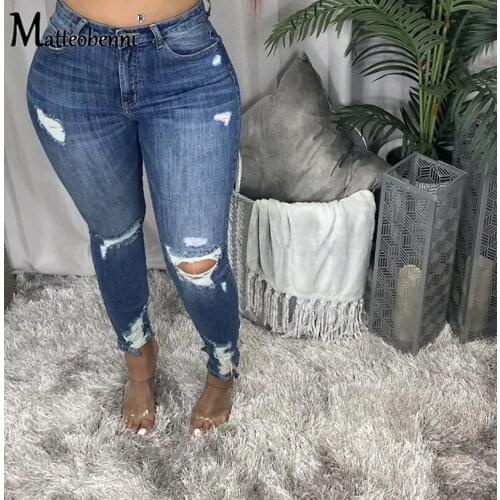 5XL Plus Size Jeans Women High Waist Mom Jeans Stretch Ripped Jeans Skinny Pants Large Size Hole Baggy Trousers Long Denim Pants