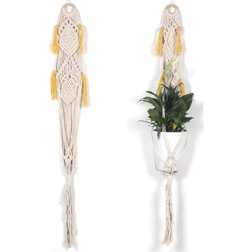 1pcs Plant Hanger Macrame Plant Flower/Pot Hanger Planter Wall Decoration Countyard Garden Art(without flower pot))