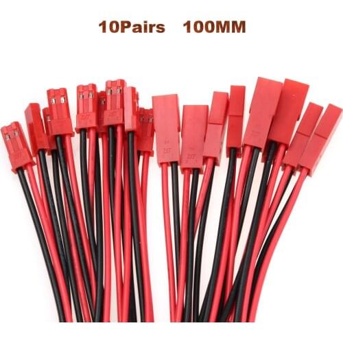 10 Set Male&Female 100mm 2 Pin Connector JST Plug Cable For RC BEC Battery Helicopter DIY FPV Drone Connectors Terminals
