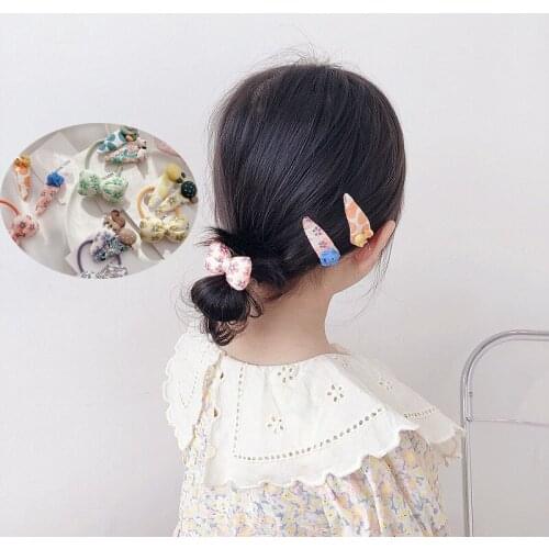 3 Piece Floral Print Hair Clips Hair Pins Baby Girls Hair Accessories Set Children Hair Grips Hair Wear Headdress Headwear