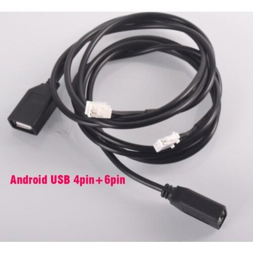 4Pin+6Pin Connector AUX USB cable for Android Car Radio stereo usb Cable Adapter MP3