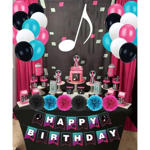 TIK theme Birthday Party Decorations Supplies,Included Happy Birthday Banner,Balloons for Boys Girls,Music Party