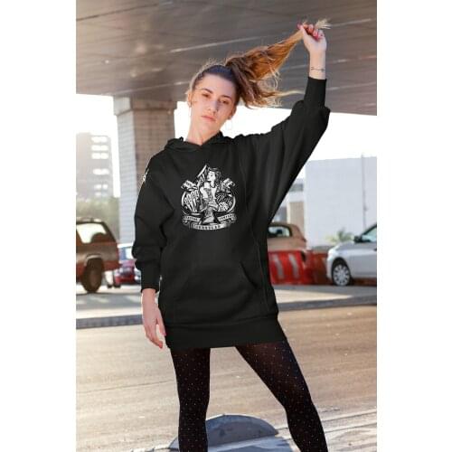 Angemiel Wear Poker Women Black Dress Sweatshirt Tunik