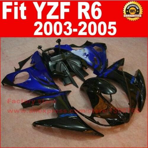 Free Motorcycle body fairings kit for YAMAHA R6 2003 2004 2005 YZF R6 03 04 05 dark blue fairing