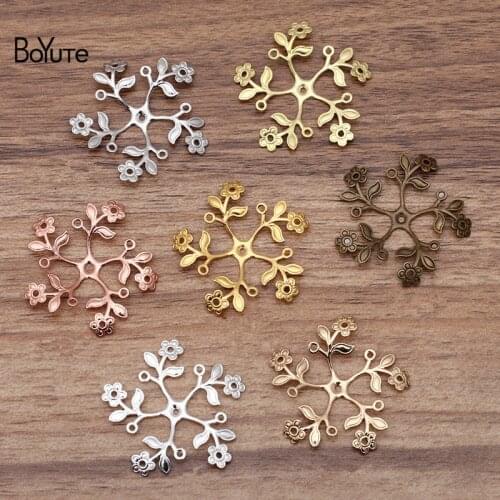 BoYuTe (20 Pieces/Lot) 39MM Stamping Filigree Flower Connector Charms Metal Brass DIY Jewelry Accessories