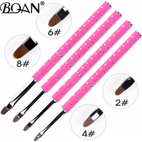BQAN 1Pc #2#4#6#8#10#12 Nail UV Gel Pen Brush Nail Art Gradient Rosy Color Brush Acrylic UV Gel Corrugated 3D Tip Effect Design