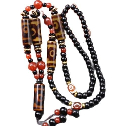 Natural Tibetan Agate Three Six Nine Eye Sky Eye Pendant Necklace Sweater Chain