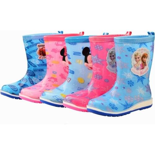 Disney childrens cartoon car Minnie Mickey Frozen Princess boys and girls non-slip soft bottom rain boots rain boots