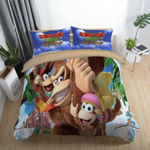 Diddy Donkey Kong Home Textile Pillow Case 3D Bed Linen Duvet Covers Comforter Bedding Sets Bed Set Home Decor Bedding