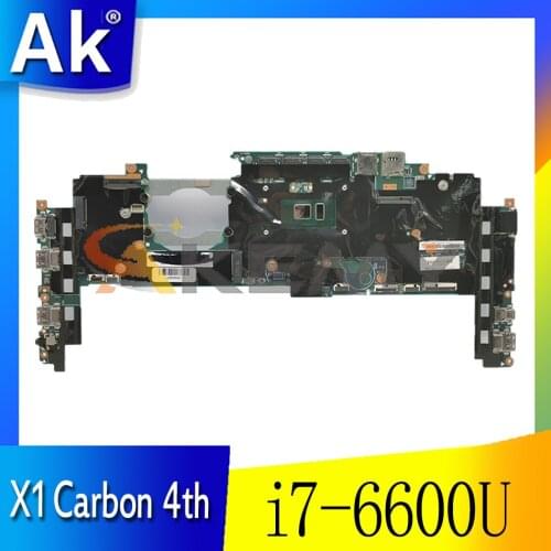 For Lenovo ThinkPad X1 Carbon 4th Gen laptop motherboard 14282-2M W/ i7-6600U CPU 16G-RAM FRU 01AX809 01LV923 01AX813 Mainboard