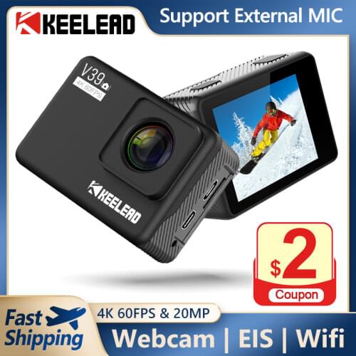 KEELEAD V39 action camera 4K / 60FPS 20MP 2.0“ LCD EIS video Dual MIC WiFi waterproof Pro Helmet cam Sport camera VS EK7000 cam