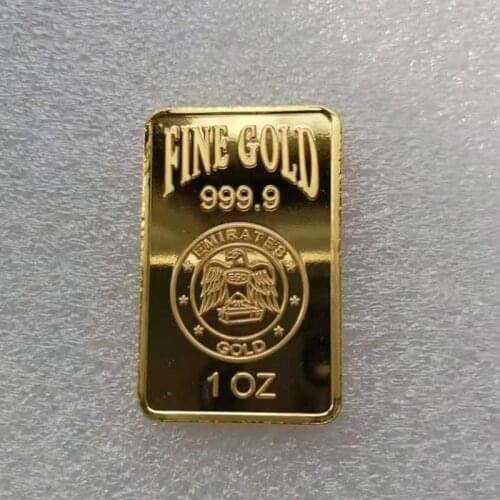 Emirates 1 OZ Fine Gold Bar Gold Rose Design Gold Plated Bullion Bars with Plastic Case for Home Decor and Gifts