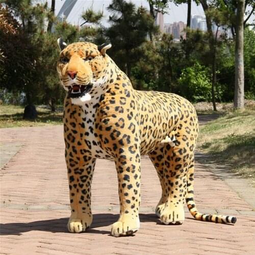 Fancytrader 110cm Huge Prestige Simulated Animal Leopard Plush Toy 43'' Large Emulational Panther House Decoration