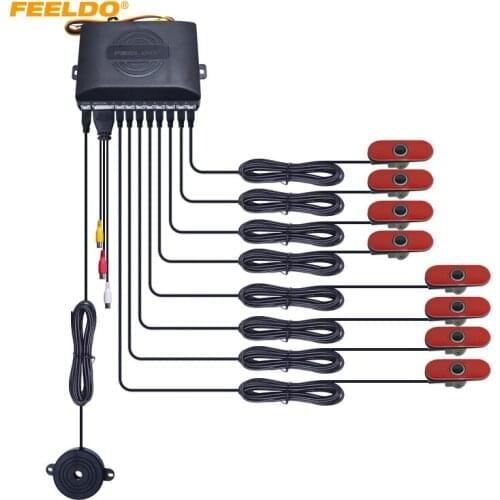FEELDO 1Set Car Original Style 16.5mm 8-Sensor Video Rearview Visual Parking Sensor Backup Radar System 3-Color #AM2936