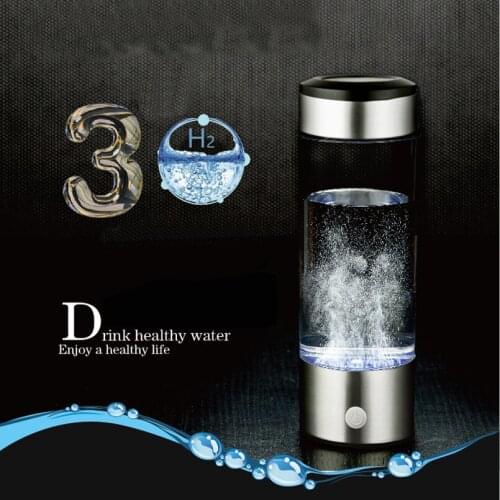 Hydrogen Water Generator Alkaline Water Ionizer Bottle 380ml USB Line Made of Durable Borosilicate Glass