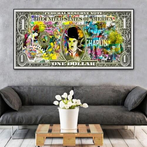 Graffiti Art Dollars Money Poster Canvas Paintings on The Wall Cuadros Pictures for Modern Living Room Home Decor (No Frame)